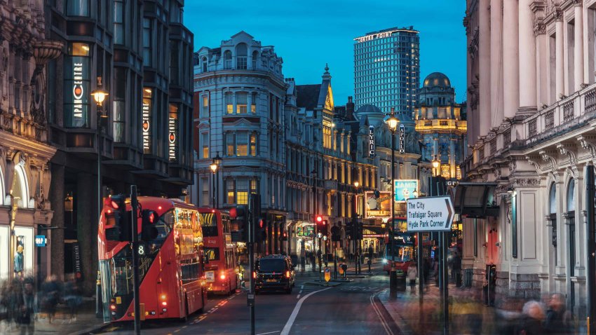 Considered the home of theatre in London this view is looking from Piccadilly Circus