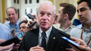 Sen. Ron Johnson, R-Wis., talks with reporters after the senate luncheons in the U.S. Capitol on Tuesday, June 3, 2025.