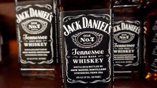 Bottles of the American whiskey Jack Daniel’s are offered for sale in a liquor store on November 27, 2023 in Chicago, Illinois.