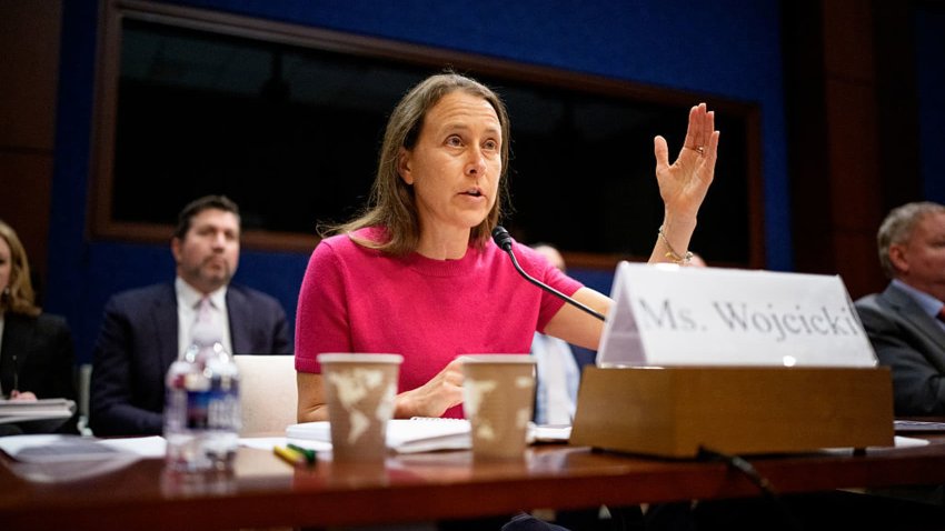 23andMe founder Anne Wojcicki speaks during a House Committee on Oversight and Government Reform hearing in Washington, D.C., on June 10, 2025.