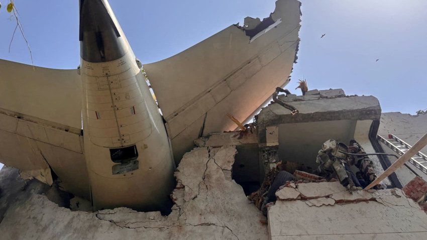 A view shows the rear of an Air India plane following its crash, in Ahmedabad, India, June 12, 2025.