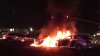 Cars set on fire during Oakland sideshow