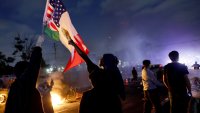 Compton, CA June 7, 2025  Protesters during a protest in Compton, Calif., Saturday, June 7, 2025, after federal immigration authorities conducted operations. (Gina Ferazzi/Los Angeles Times via Getty Images)