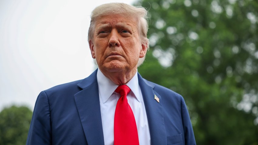 U.S. President Donald Trump stops and talks to the media before he boards Marine One on the South Lawn at the White House on June 15, 2025 in Washington, DC. The President will attend the annual meeting of the Group of 7 nations, Britain, Canada, France, Germany, Italy, Japan and the United States are taking place in the Canadian Rocky Mountains in Alberta, and will run until late Tuesday.