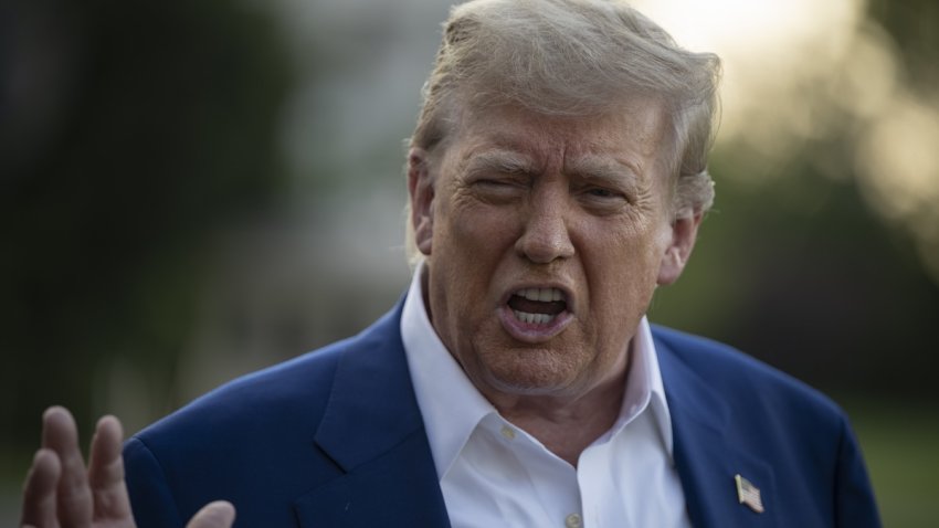 United States President Donald Trump speaks to press before his departure at the White House to route The Hague, Netherlands on June 24, 2025, in Washington D.C. to attend NATO Summit in Netherlands.