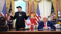 File - Elon Musk speaks alongside U.S. President Donald Trump in the Oval Office of the White House on May 30, 2025.
