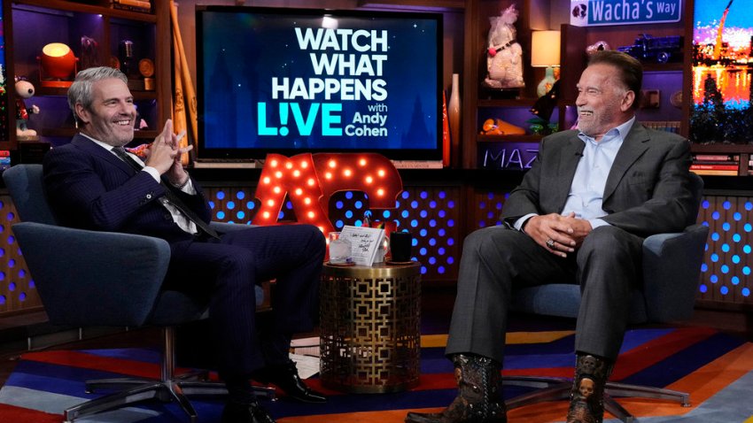 Andy Cohen and Arnold Schwarzenegger on “Watch What Happens Live.”