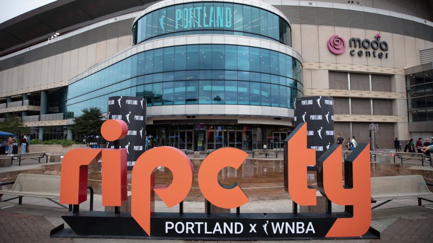 An exterior view of the Moda Center