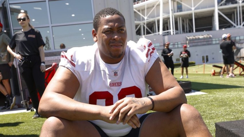 SANTA CLARA, CA – MAY 9: Alfred Collins #99 of the San Francisco 49ers during Rookie Minicamp at SAP Performance Facility on May 9, 2025 in Santa Clara, California. (Photo by Michael Zagaris/San Francisco 49ers/Getty Images)