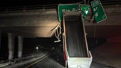 Dump truck hits overpass in Santa Cruz County – NBC Bay Area