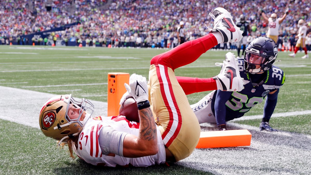 49ers tight end George Kittle suffers hamstring injury vs. Seahawks and  will have MRI – NBC Bay Area
