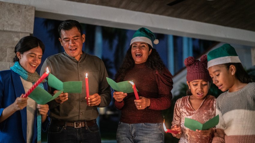 Family singing Christmas carols