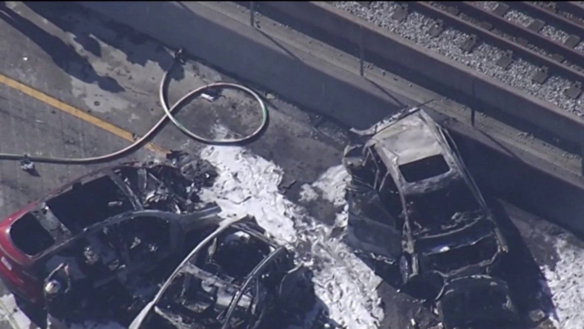 Fiery 3-car crash shuts down northbound Highway 87 in San Jose – NBC ...