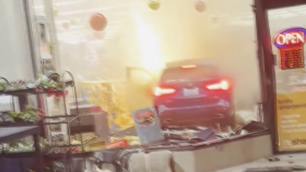 Car catches fire after crashing into hardware store in Redwood City ...