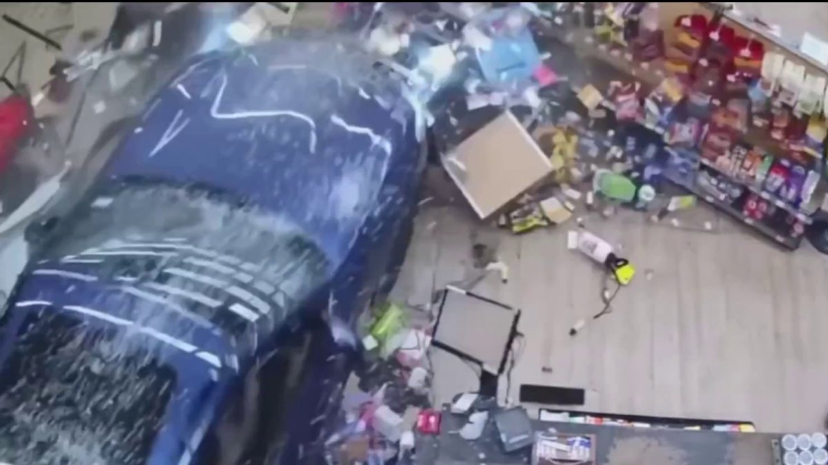 Footage shows car crashing into hardware store in Redwood City