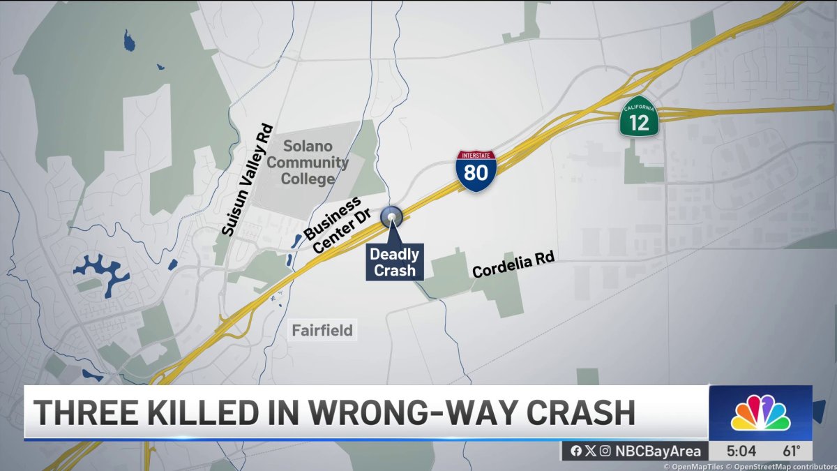 3 dead after wrong-way crash in Fairfield