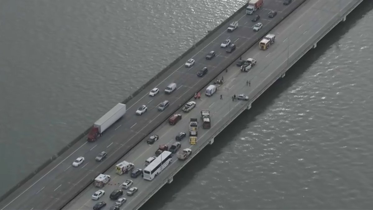 Crash blocks westbound lanes of San Mateo Bridge