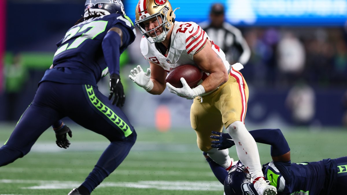 49ers star RB Christian McCaffrey injured in playoff game against Seahawks,