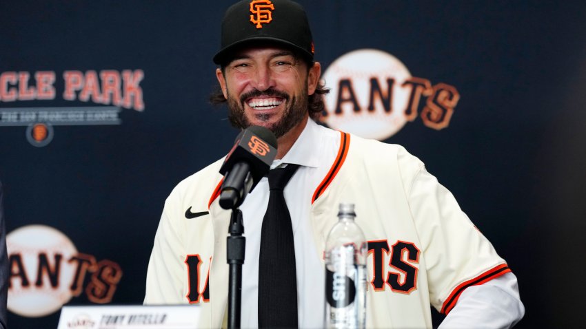 SAN FRANCISCO, CALIFORNIA- OCTOBER 30:  Tony Vitello #23 of the San Francisco Giants speaks during a press conference introducing him as the new manager at Oracle Park on October 30, 2025 in San Francisco, California.  (Photo by Suzanna Mitchell/San Francisco Giants/Getty Images)