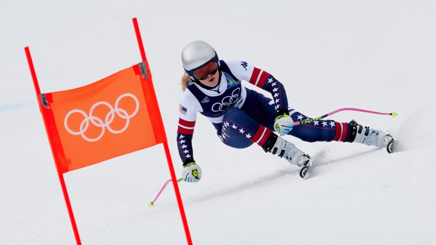 CORTINA D’AMPEZZO, ITALY – FEBRUARY 06: Lindsey Vonn of Team United States skis during the Women’s Downhill training on day zero of the Milano Cortina 2026 Winter Olympics at Tofane Alpine Skiing Centre on February 06, 2026 in Cortina d’Ampezzo, Italy. (Photo by Mattia Ozbot/Getty Images)