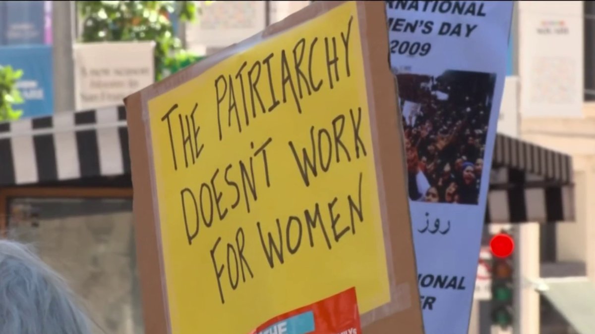 Demonstrators march in San Francisco on International Women's Day