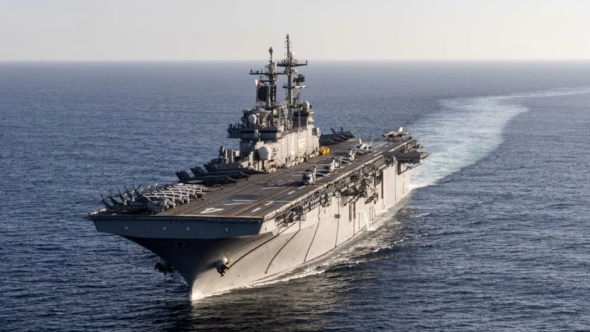 USS Boxer (LHD 4) steams in the Pacific Ocean, Dec. 14, 2023.
