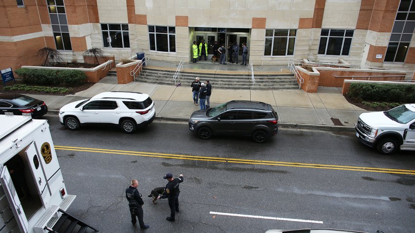 Police arrive outside Old Dominion University’s campus after reports of an active shooter on Thursday, March 12, 2026, in Norfolk, Va. (AP Photo/John Clark)