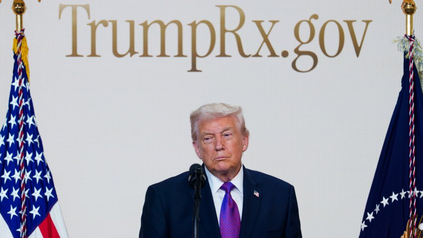US President Donald Trump during an announcement in the South Court Auditorium of the Eisenhower Executive Office Building at the White House in Washington, DC, US, on Thursday, Feb. 5, 2026. Trump launched a new website to help Americans directly buy select medicines at a discount.