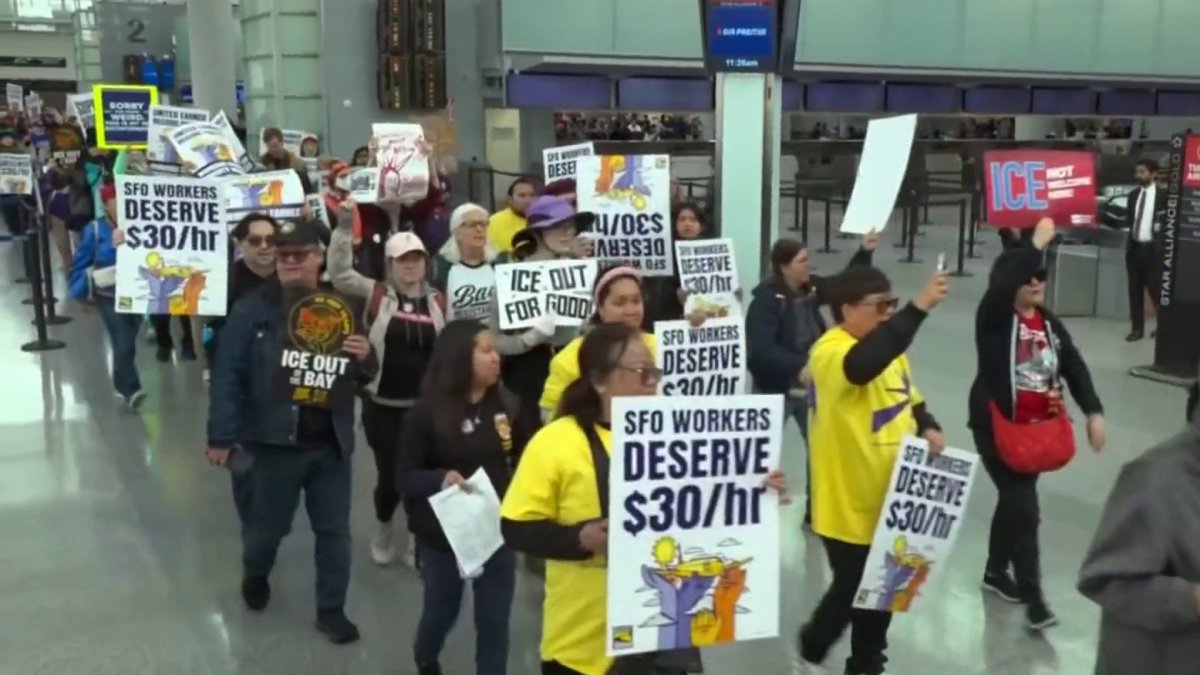 Demonstrators march for worker and immigrant rights in Bay Area May Day protests