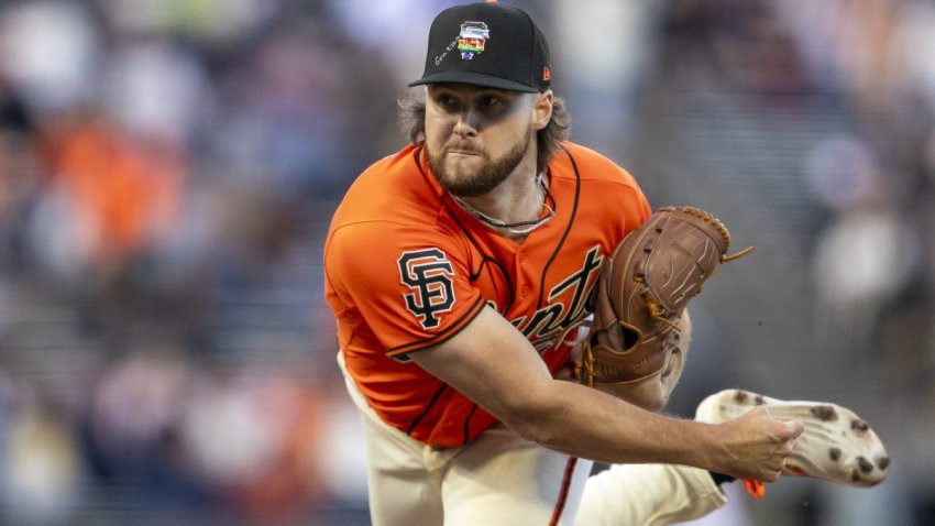 Jun 12, 2026; San Francisco, California, USA; San Francisco Giants starting pitcher Landen Roupp (65) throws against the Chicago Cubs during the first inning at Oracle Park. Mandatory Credit: John Hefti-Imagn Images