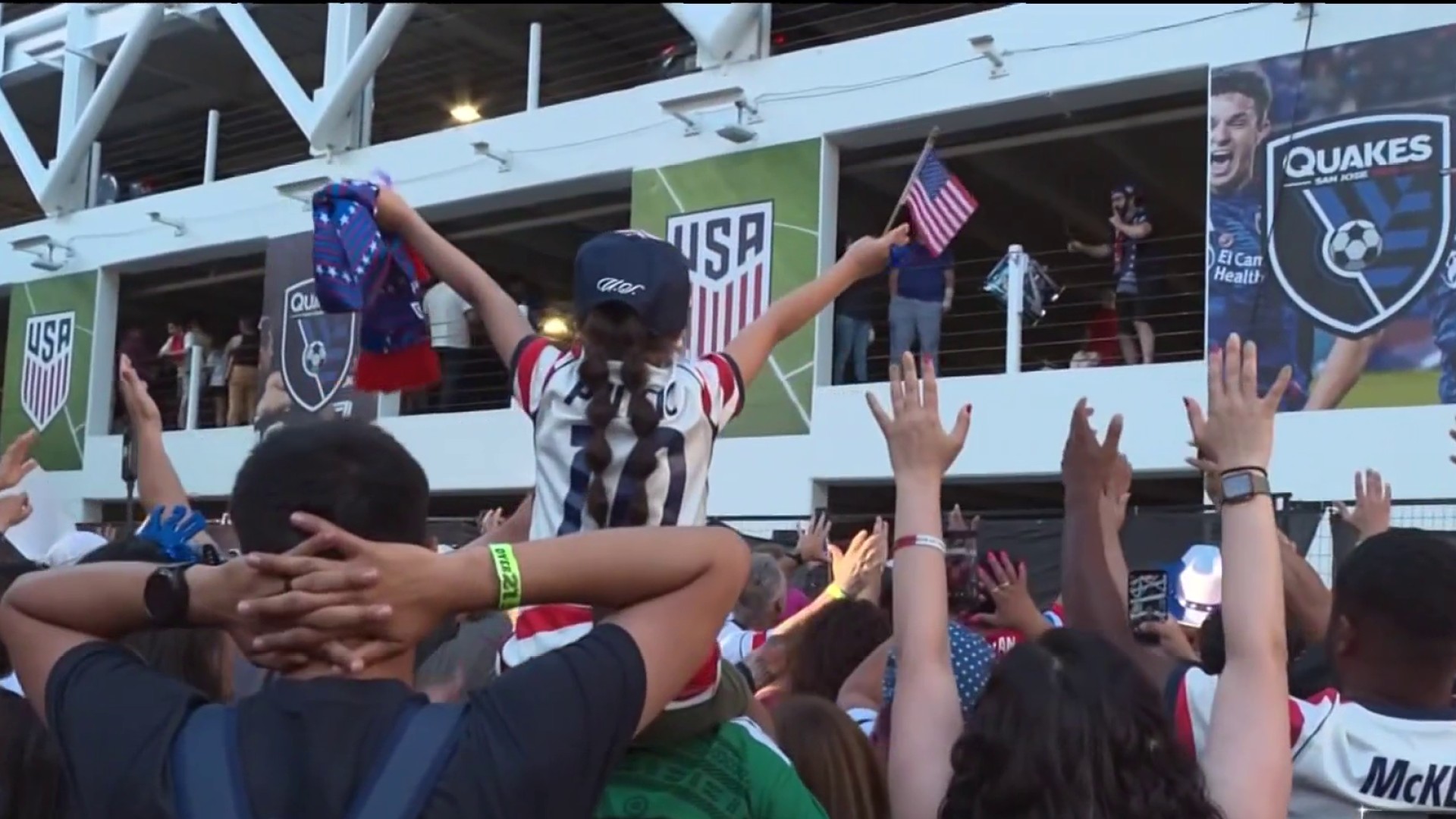 Fans at San Jose's San Pedro Square celebrated the Americans' tournament run despite the Round of 16 exit