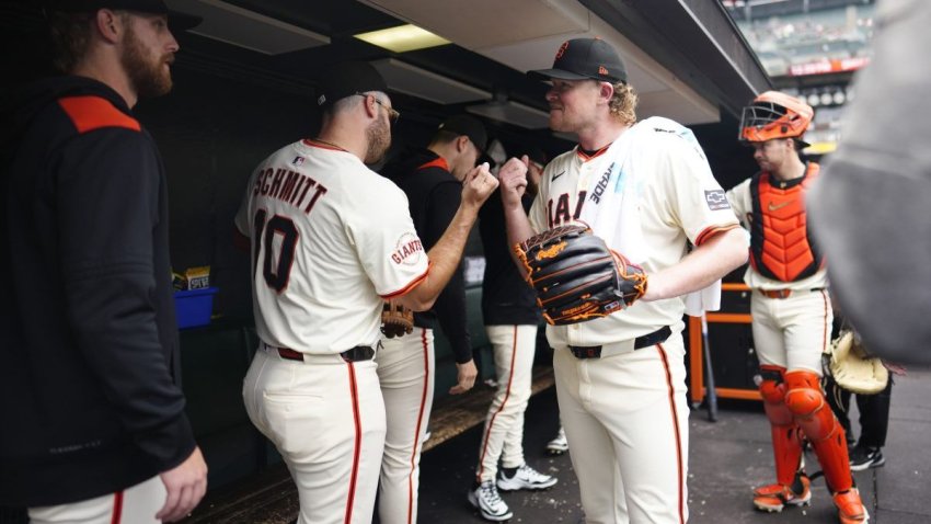 SAN FRANCISCO, CALIFORNIA – JULY 30: Logan Webb #62 and Casey Schmitt #10 of the San Francisco Giants prepare for the game at Oracle Park on July 30, 2025 in San Francisco, California. (Photo by Suzanna Mitchell/San Francisco Giants/Getty Images)