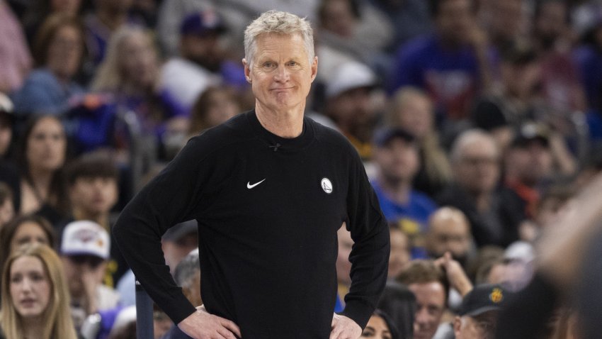 Golden State Warriors head coach Steve Kerr is seen during the second half of his NBA play-in tournament game against the Phoenix Suns at Mortgage Matchup Center in Phoenix, Ariz., Friday, April 17, 2026. The Suns defeated the Warriors 111-96. (Photo by Stephen Lam/San Francisco Chronicle via Getty Images)