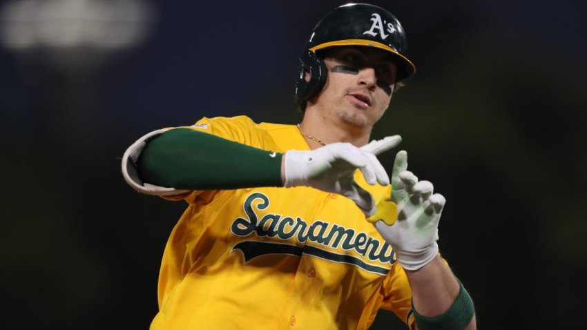 SACRAMENTO, CALIFORNIA – JULY 18: Tyler Soderstrom #21 of the Athletics jogs around the bases after hitting a two-run home run during the bottom of the sixth inning against the Washington Nationals at Sutter Health Park on July 18, 2026 in Sacramento, California. (Photo by Scott Marshall/Getty Images)