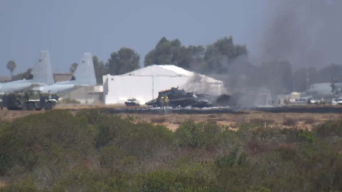 Fighter jet crash sparks small fire at MCAS Miramar