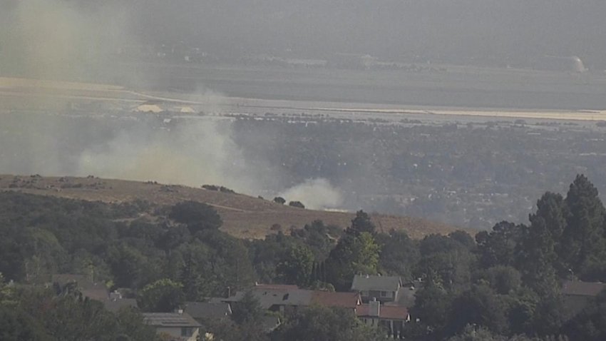 A fire burns in the Garin Regional Park area in Hayward. (Aug. 7, 2026)