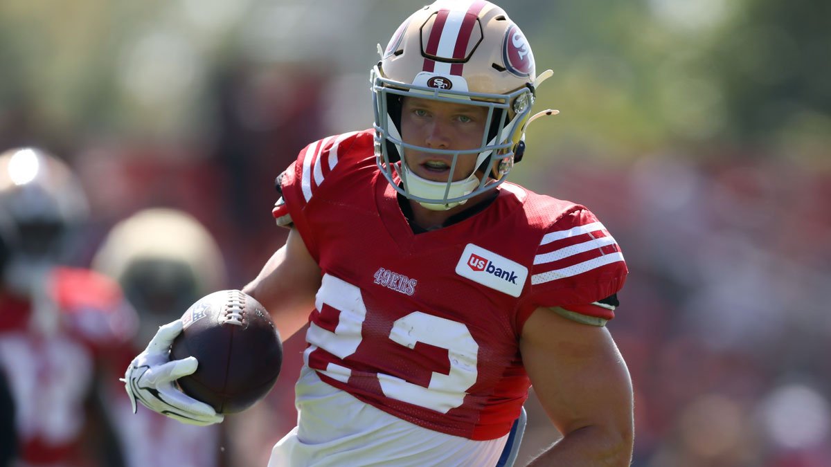 Star 49ers RB Christian McCaffrey misses training camp practice Monday ahead of joint session