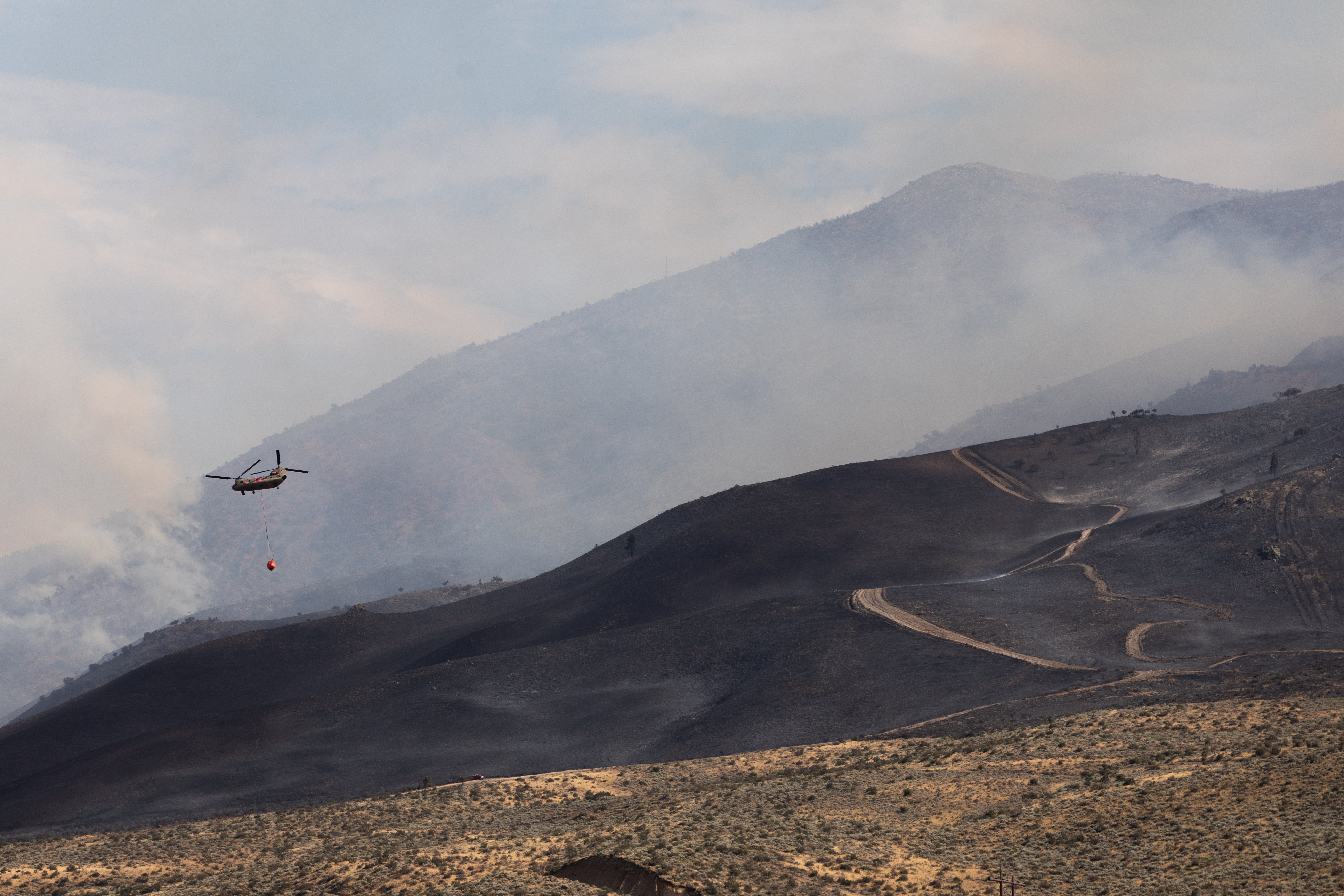 Firefighters are trying to stop a fast-moving Nevada wildfire from spreading to homes in Reno