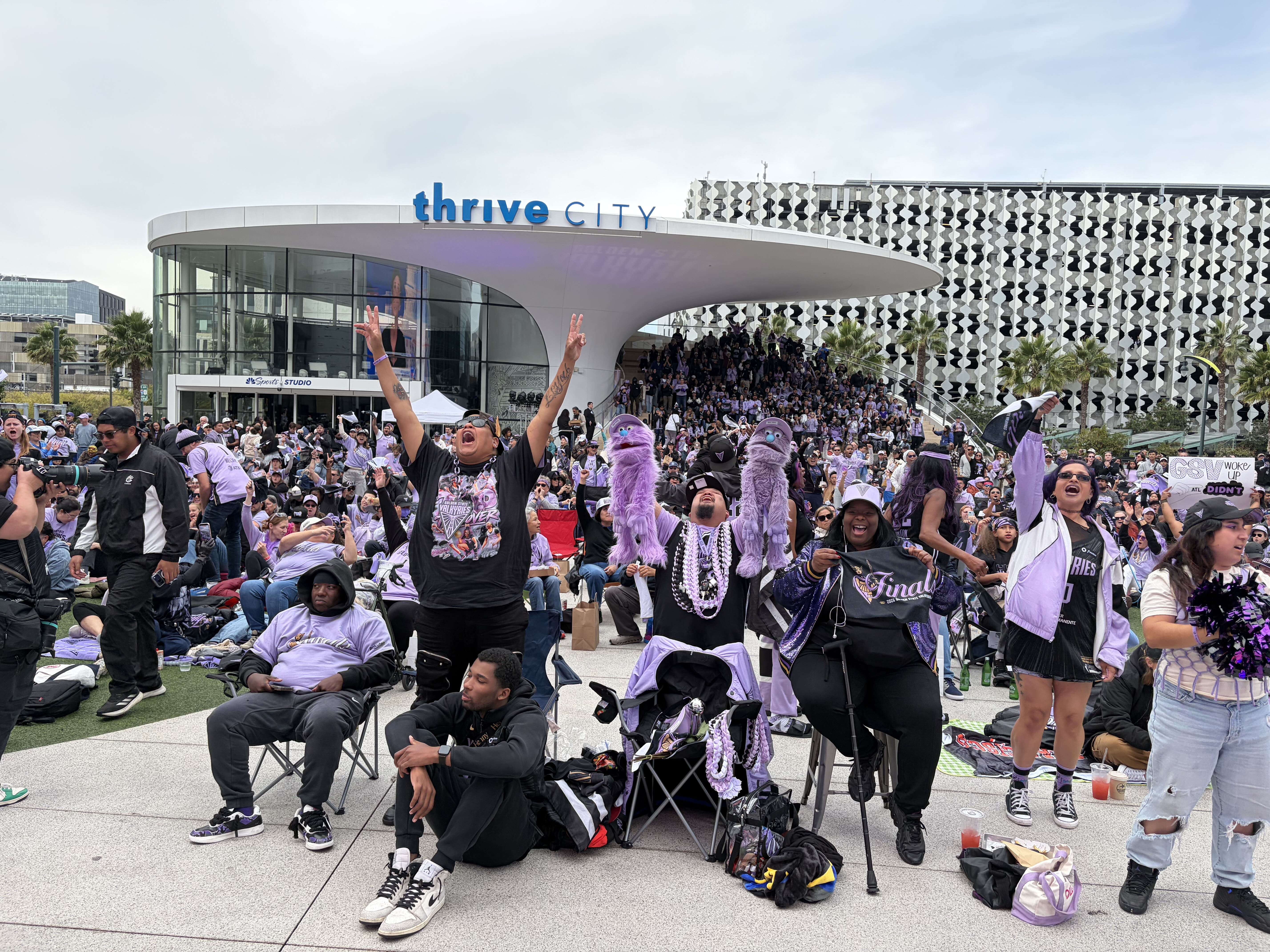 Young girls skip school with their parents to attend Valkyries' early WNBA Finals watch party