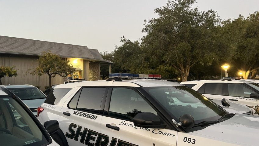 A Santa Clara County Sheriff’s vehicle parked outside Satatoga City Council. October 7, 2026. NBC Bay Area Photo/ Alyssa Goard.