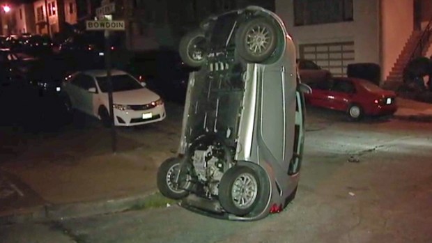 Vandals Flip Over Smart Cars In San Francisco Nbc Bay Area Photos Smart Cars Flipped Over In San Francisco