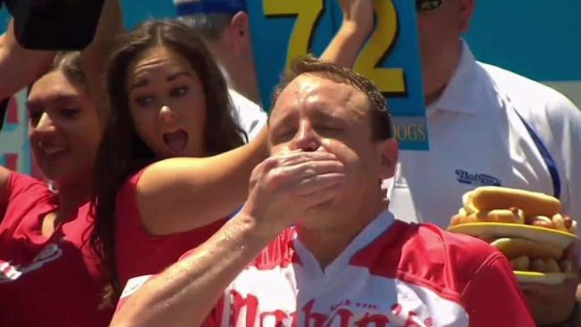 Joey Chestnut Celebrated Hot Dog Victory with Giant Dumps Joey Chestnut Celebrated Hot Dog Victory with Giant Dumps